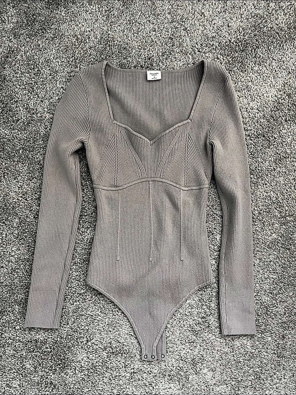 Abercrombie & Fitch Corset Sweetheart Sweater Bodysuit Light Brown Medium